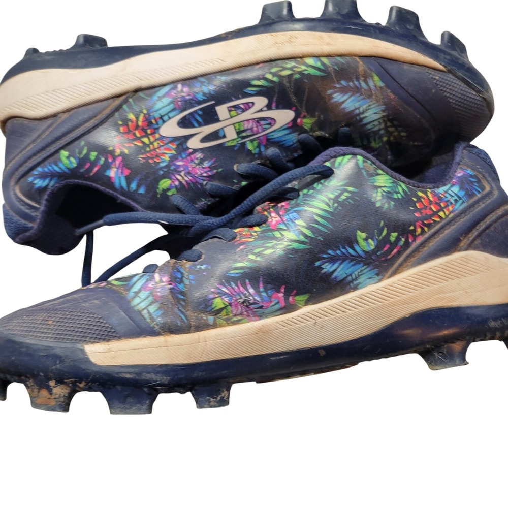 Boombah Softball Cleats Women 9 Navy Tropical Palm Leaf MBB-0200203W-3029 Floral